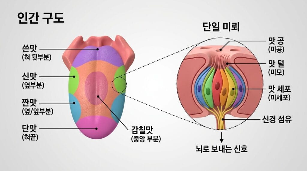 혀의 미각 수용체 부위별 구조
